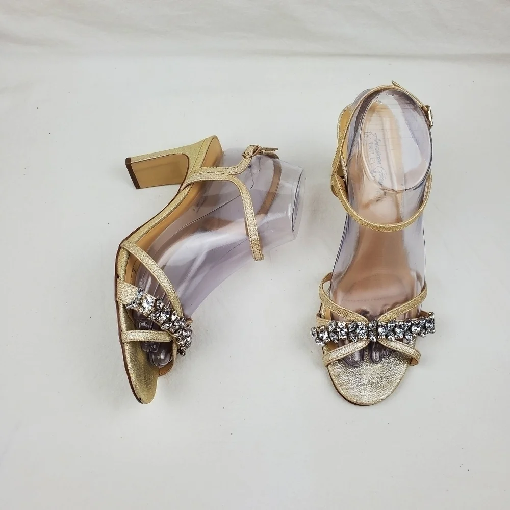 American Glamour Badgley Mischka Embellished Heels Sandals